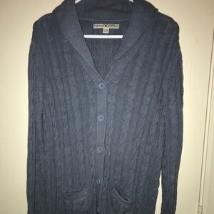 Tommy Hilfiger Chunky Cable Rope Knit Cardigan Sweater XL Periwinkle Collared